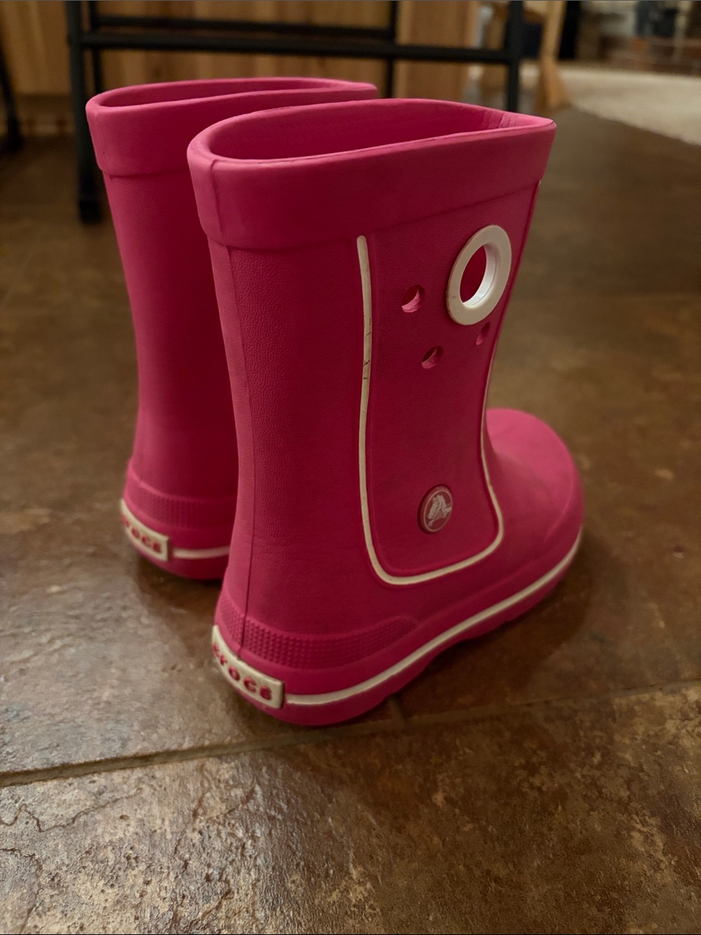 CROCS Kids Bright Pink Waterproof Rain Boots